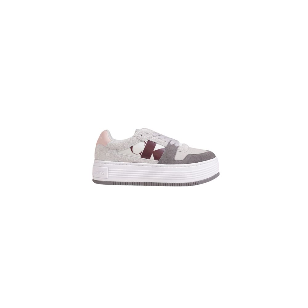 Calvin Klein BOLD PLATF LOW MIX YW0YW01604 Women's Gray Leather Sneakers