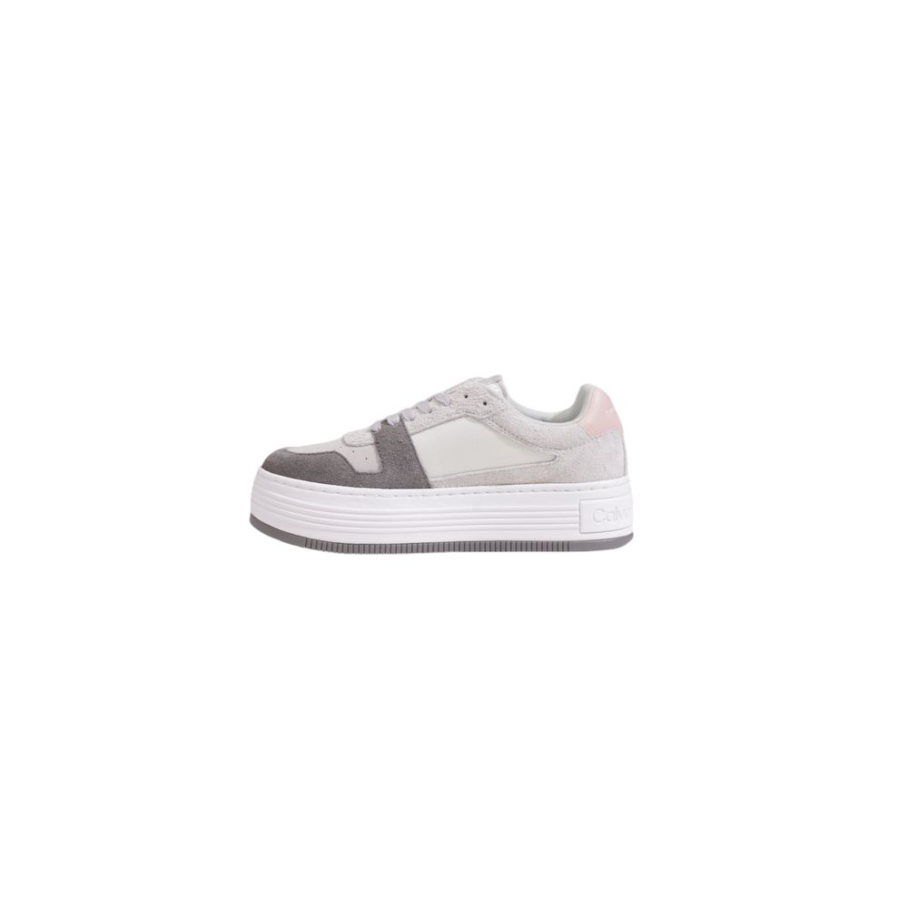 Calvin Klein BOLD PLATF LOW MIX YW0YW01604 Women's Gray Leather Sneakers