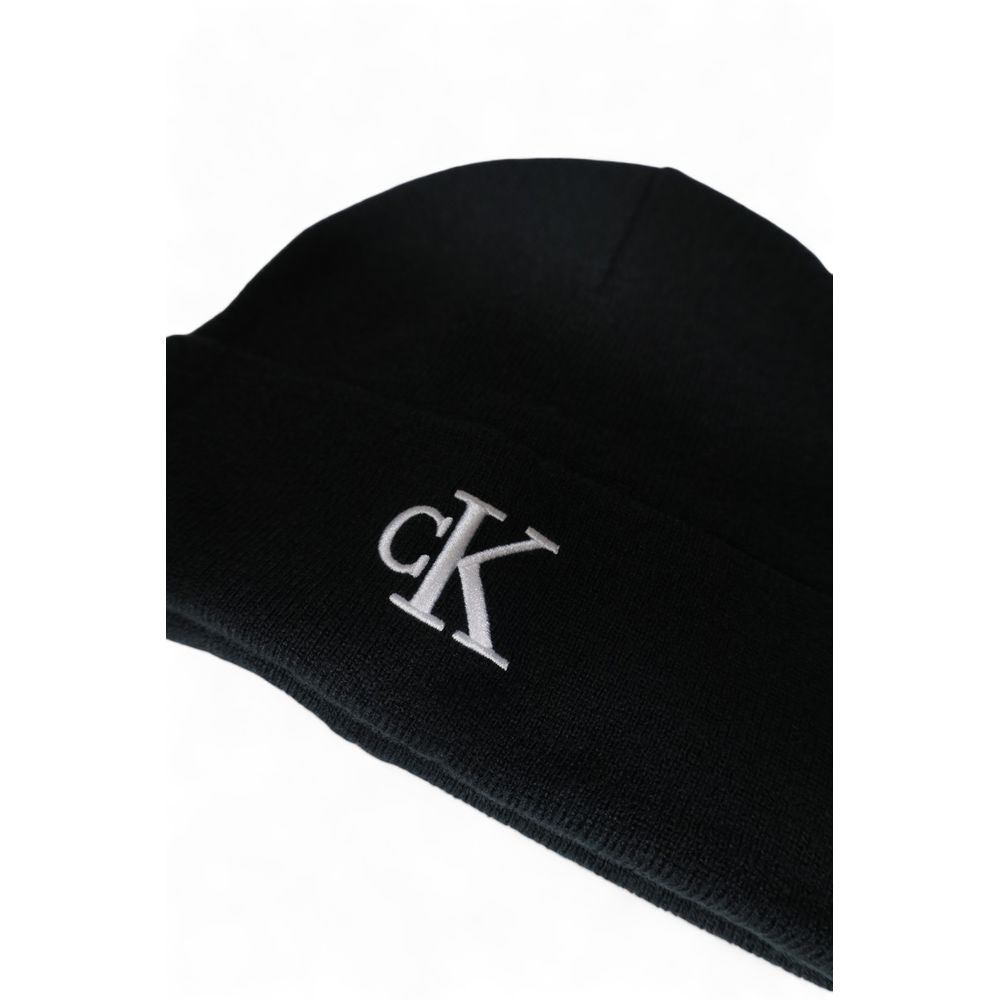 Calvin Klein Black CK Logo Eco-Friendly Beanie Hat