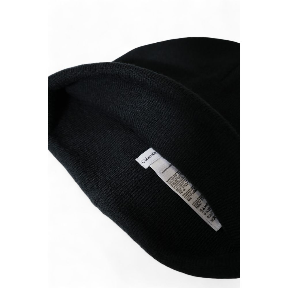 Calvin Klein Black CK Logo Eco-Friendly Beanie Hat