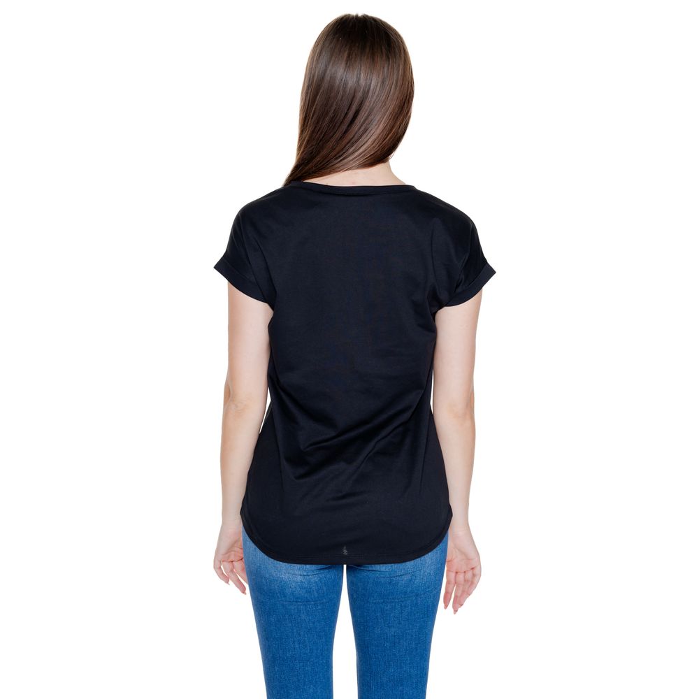 Vila Clothes Black Cotton T-Shirt for Women
