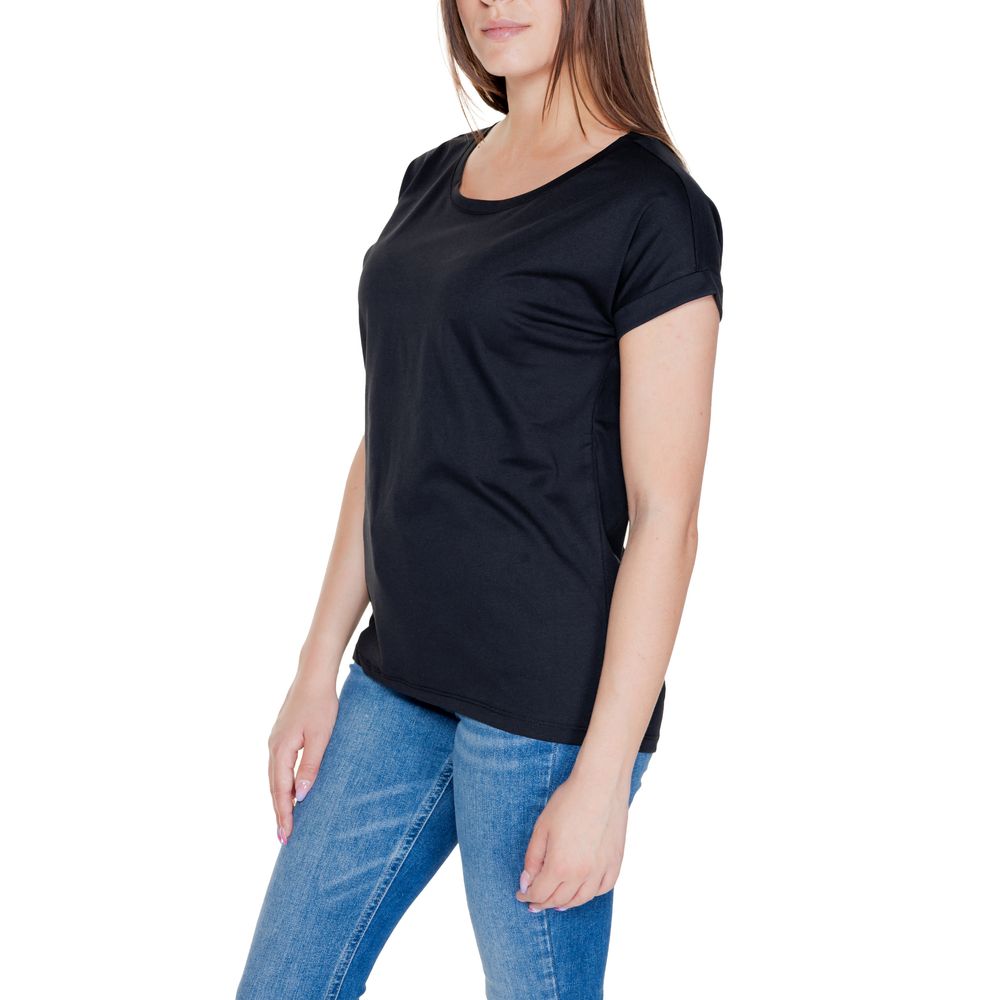 Vila Clothes Black Cotton T-Shirt for Women