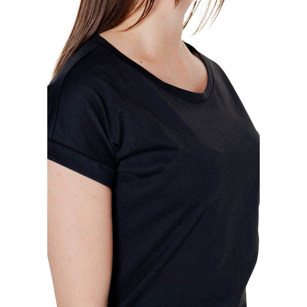 Vila Clothes Black Cotton T-Shirt for Women