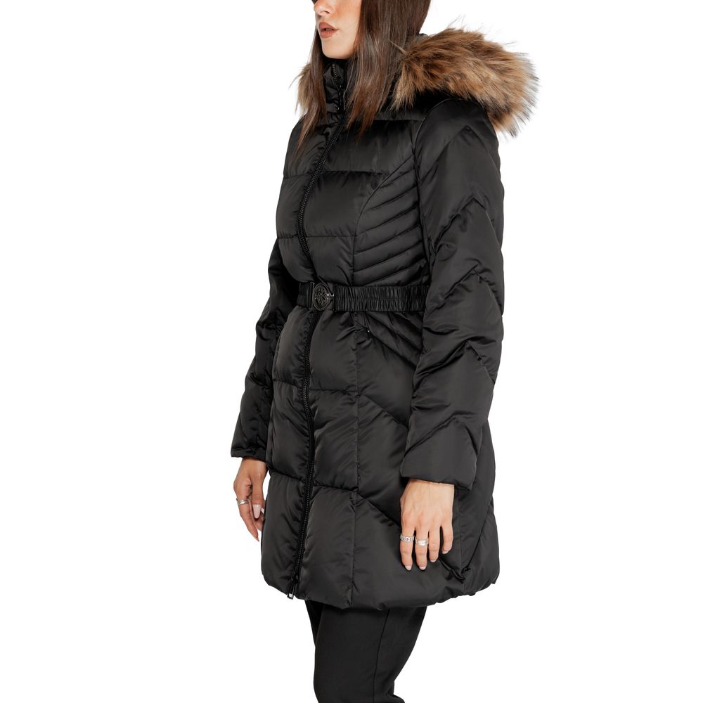 Guess Black Hooded & Belted Puffer Coat - Embrace Bold Winter Style