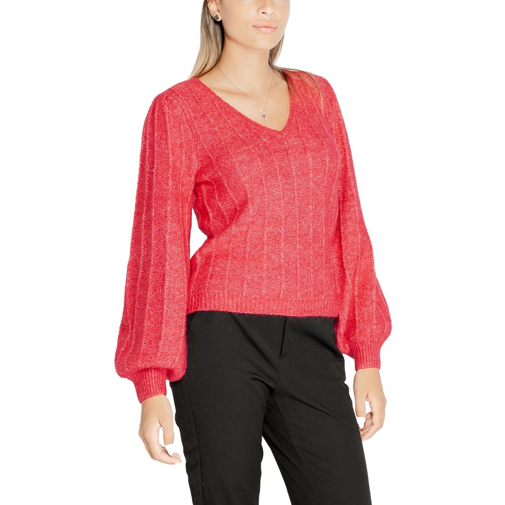 Guess Coral Pink V-Neck, Balloon Sleeves Jumper