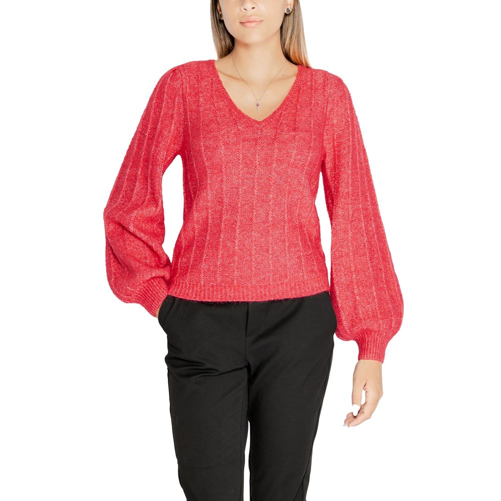 Guess Coral Pink V-Neck, Balloon Sleeves Jumper