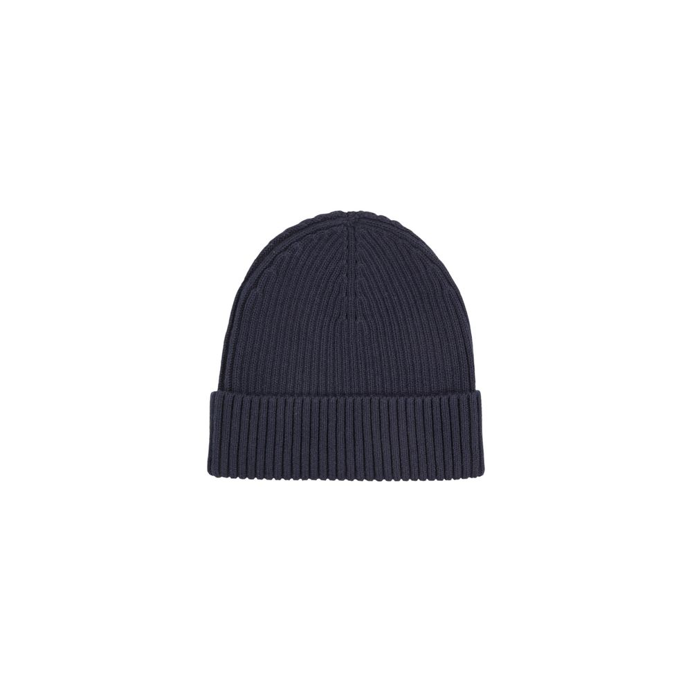 Calvin Klein Blue Organic Cotton Ribbed Beanie Hat