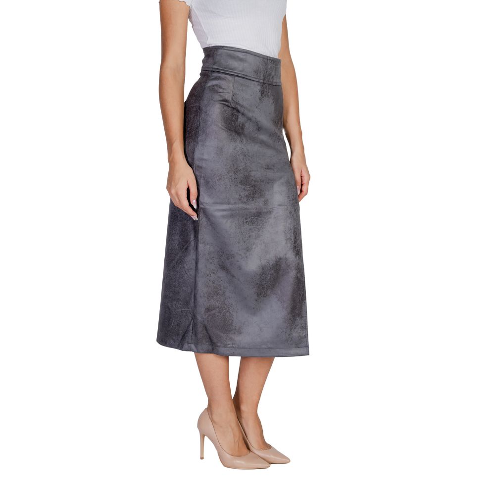 Chic Gray Synthetic Leather Skirt