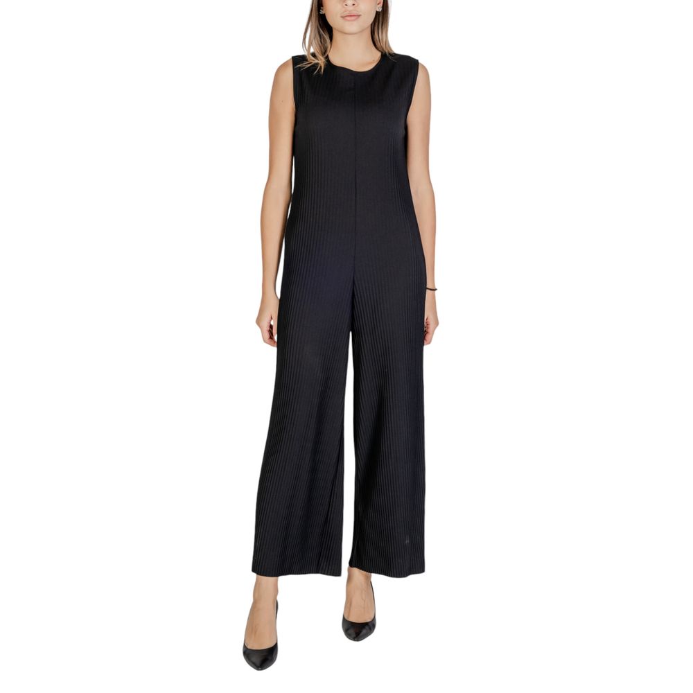 Sandro Ferrone Ribbed Black Wide Leg Jumpsuit