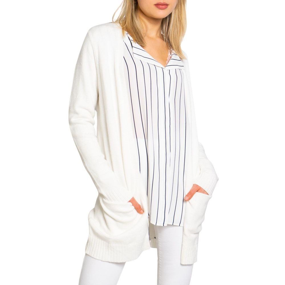 Elegant White Viscose Cardigan for Women