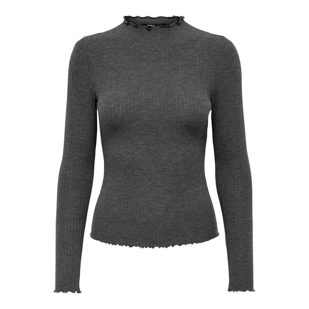Only Gray Polyester Turtleneck Sweater for Women