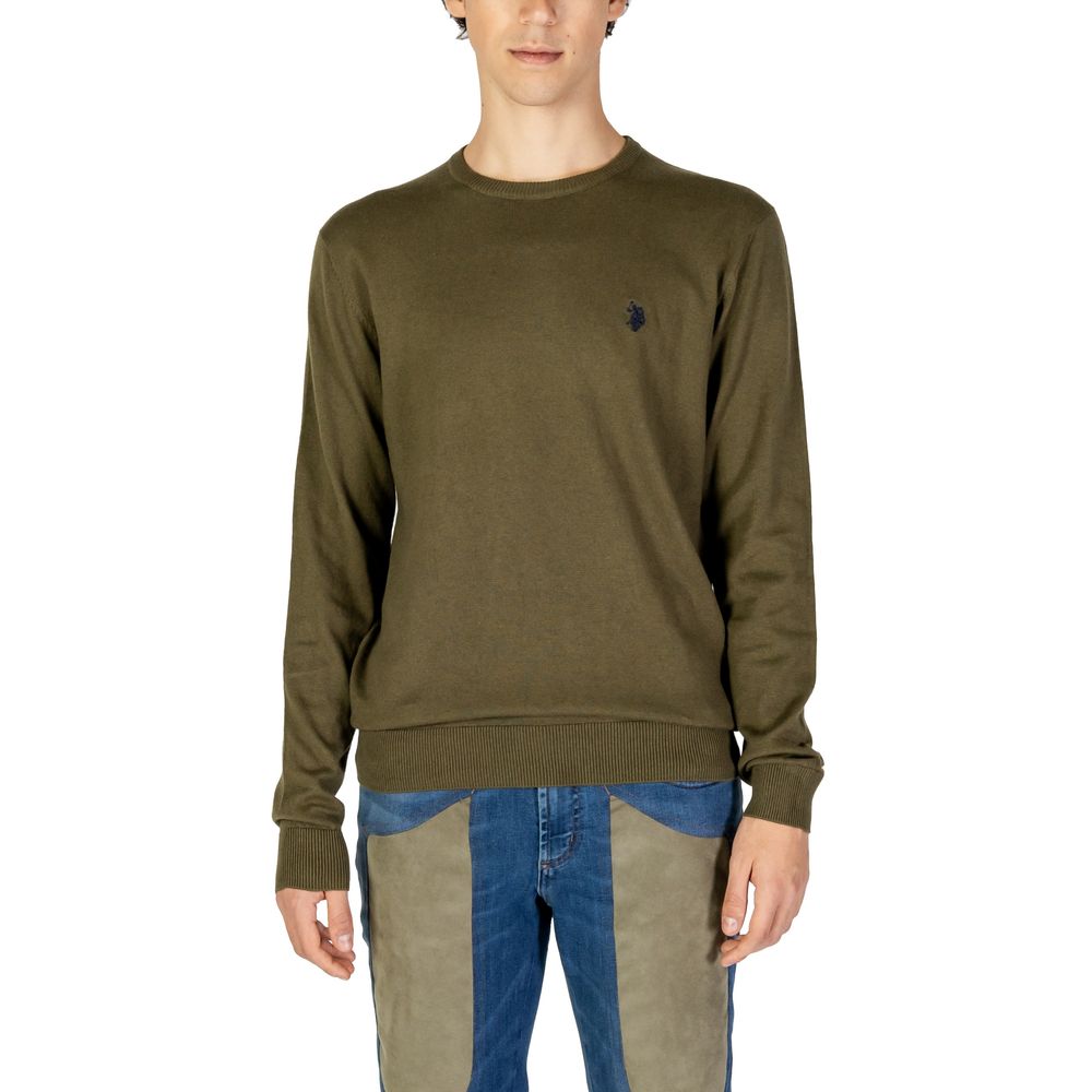 Sleek Green Cotton Sweater for Men