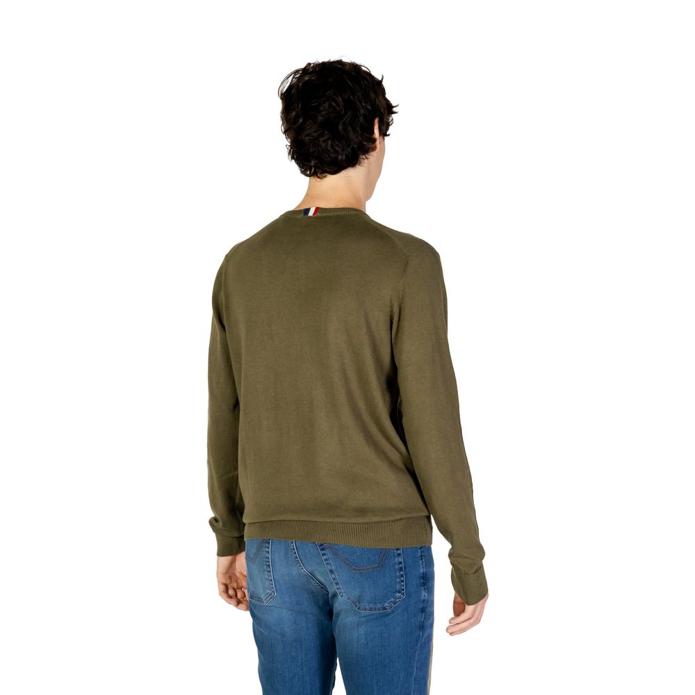 Sleek Green Cotton Sweater for Men