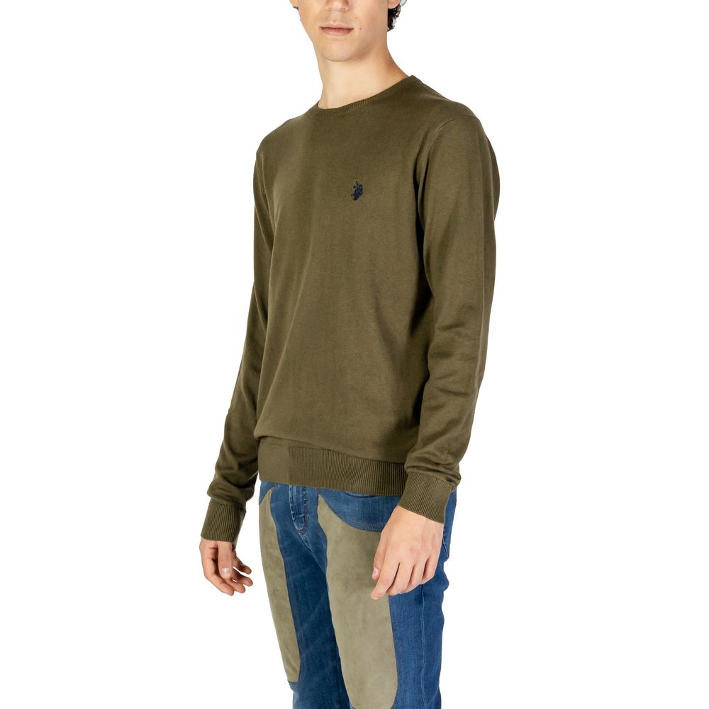 Sleek Green Cotton Sweater for Men