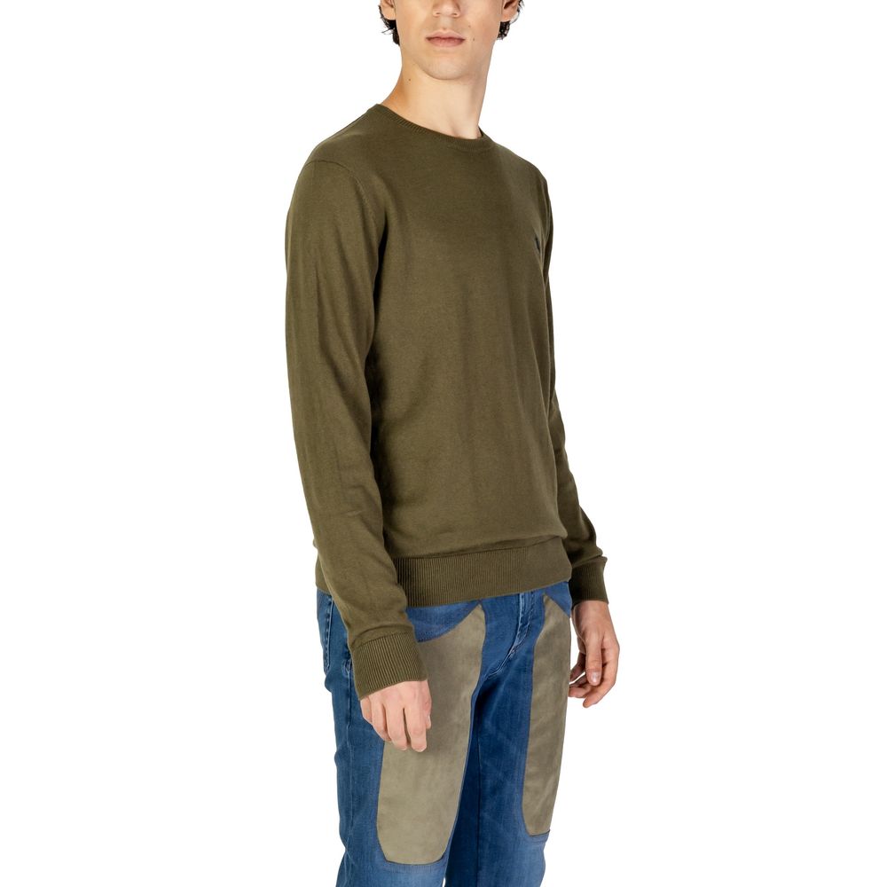 Sleek Green Cotton Sweater for Men