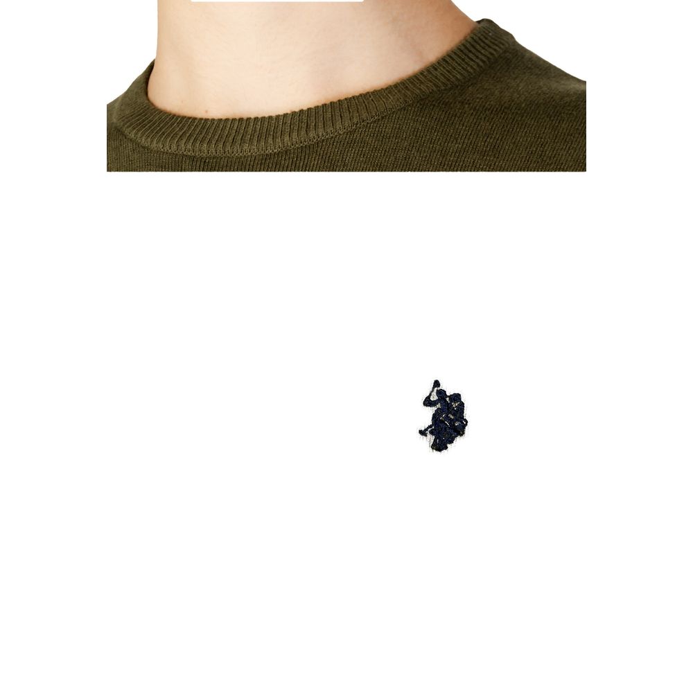 Sleek Green Cotton Sweater for Men