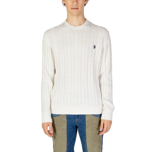 Classic White Cotton Sweater for Men