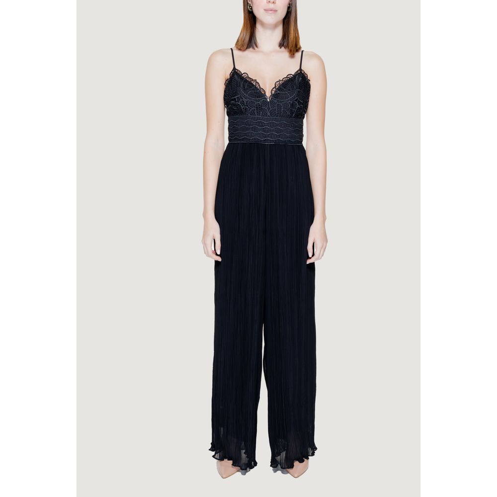 Guess Black Amiah Pleated Lace Jumpsuit