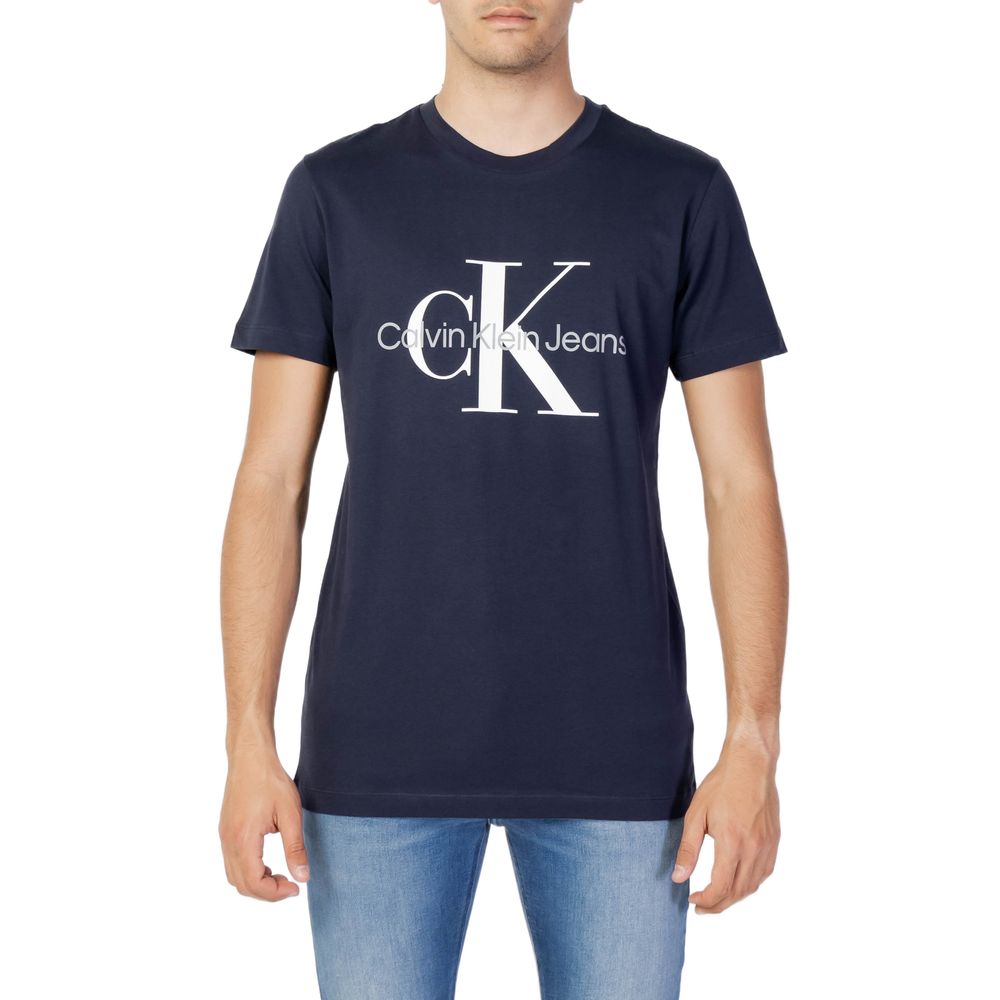Calvin Klein Jeans Blue Cotton T-Shirt - Core Monogram Slim Tee