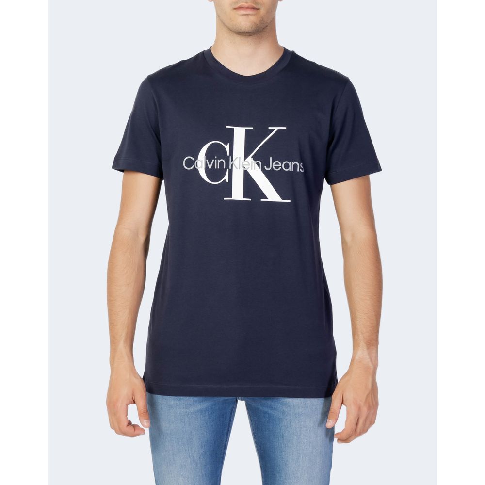 Calvin Klein Jeans Blue Cotton T-Shirt - Core Monogram Slim Tee