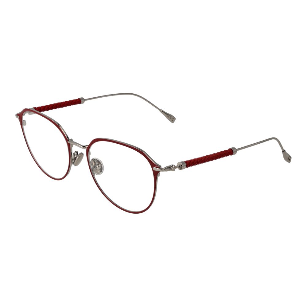 Tod's Red Women's Optical Frames – Round Full-Rim Design