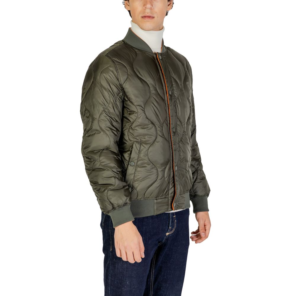 Gianni Lupo Green Polyamide Bomber Jacket