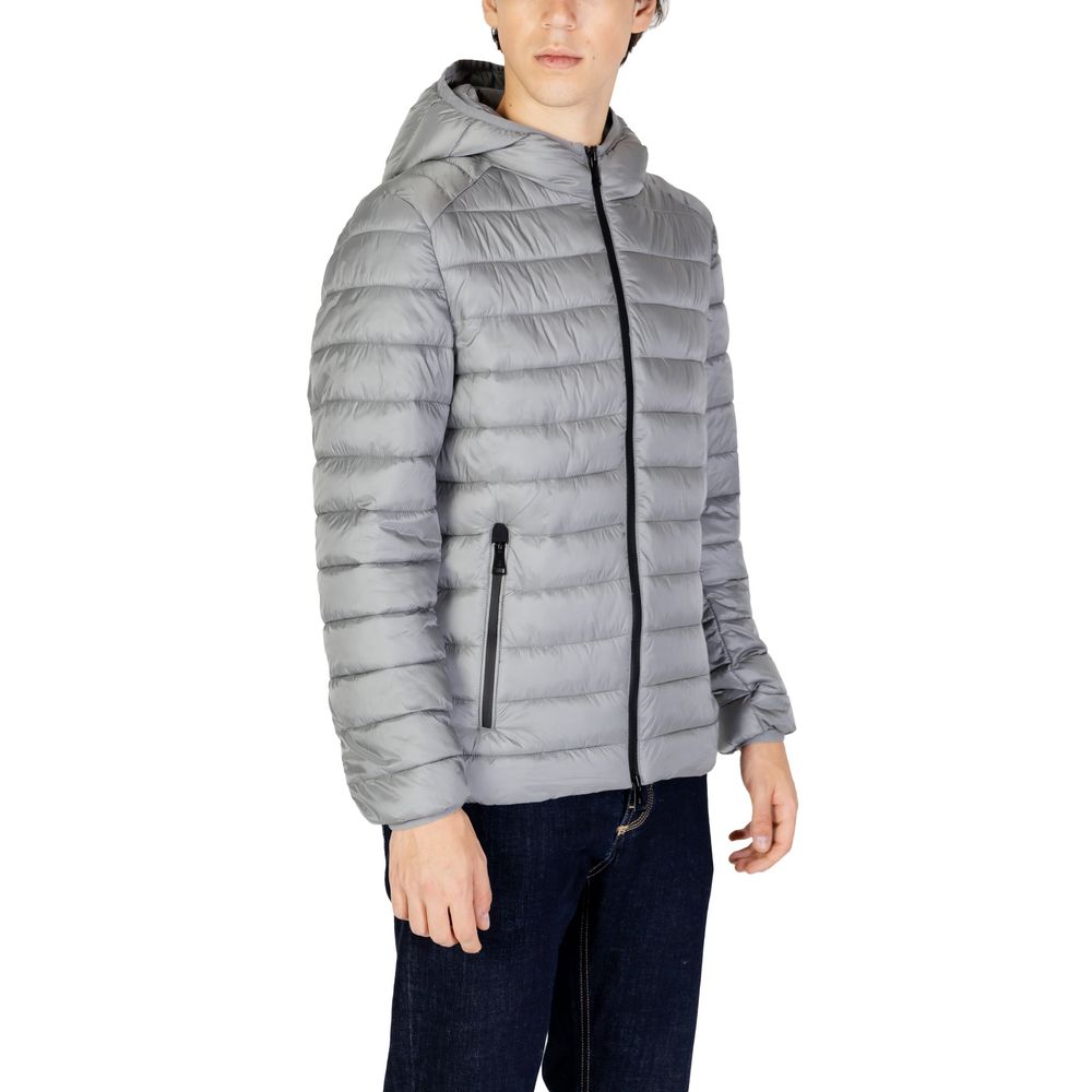 Gianni Lupo Silver Grey Men's Hooded Puffer Jacket