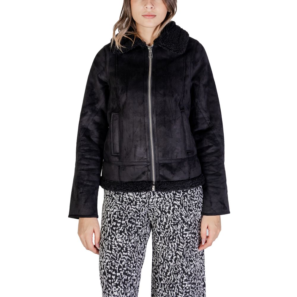 Street One Black Polyester Jacket & Coat for Women