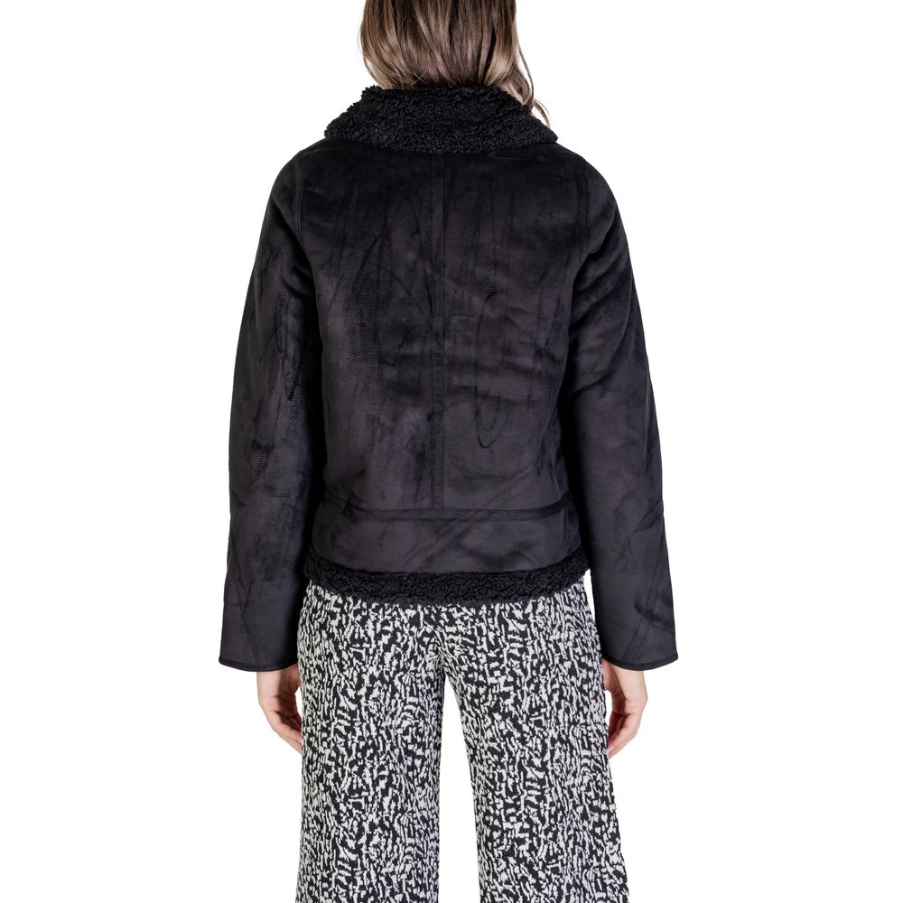 Street One Black Polyester Jacket & Coat for Women