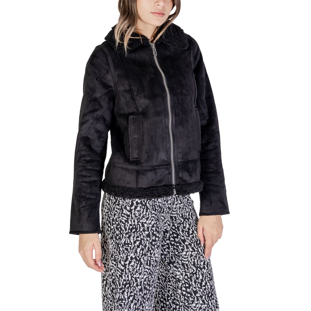 Street One Black Polyester Jacket & Coat for Women
