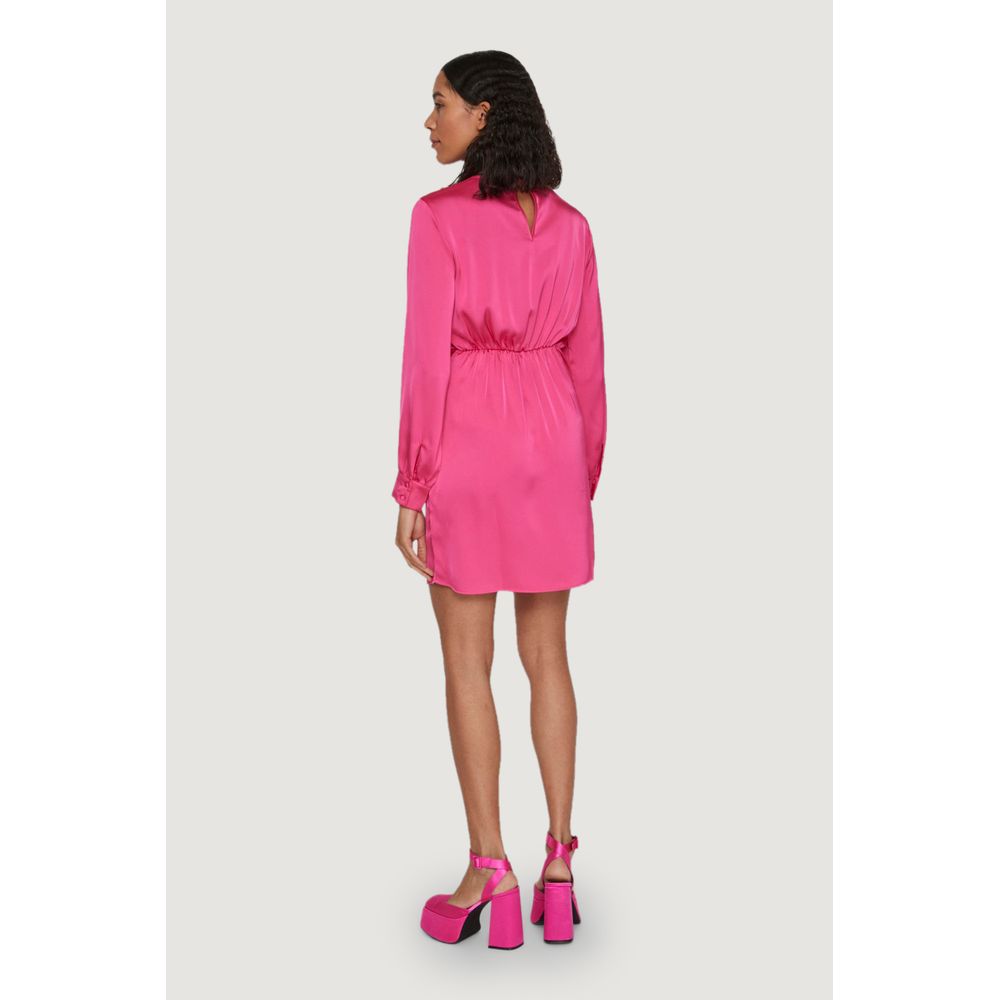 Chic Pink Polyester Dress for Spring/Summer