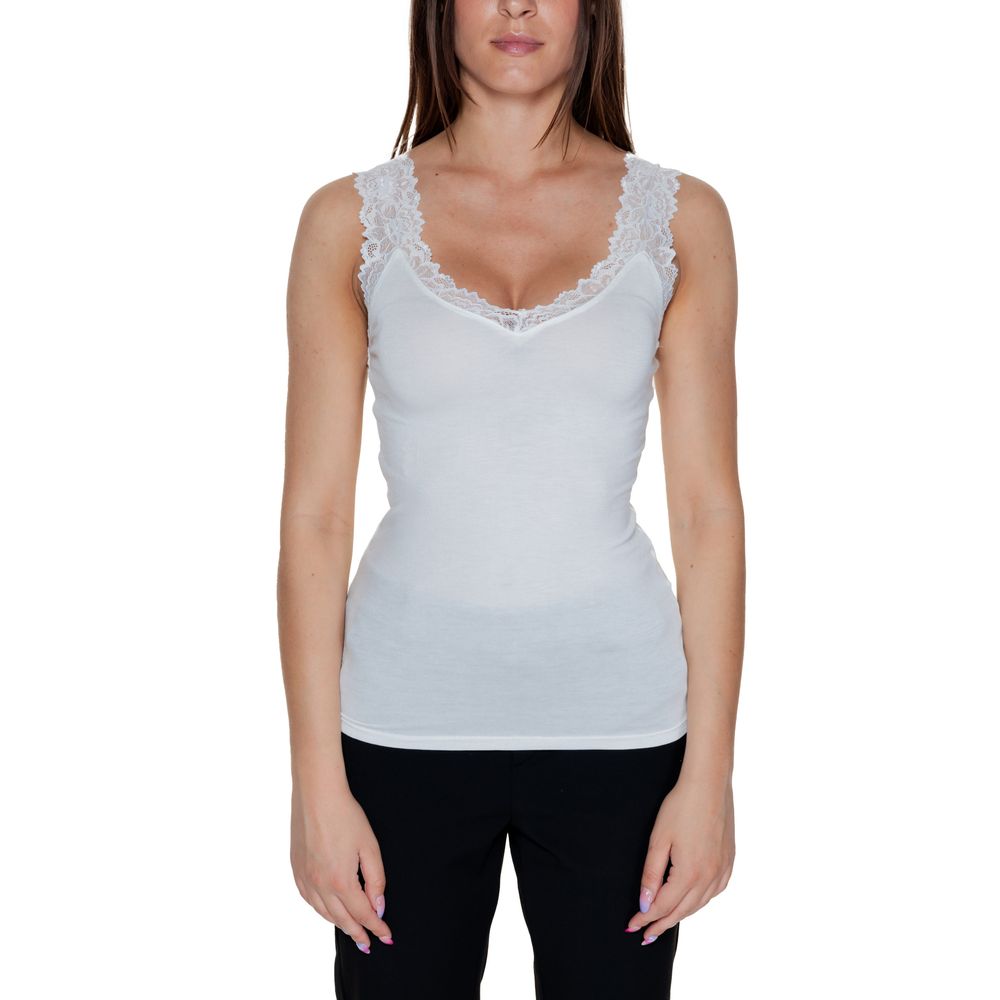 Elegant White Viscose Women's Tank Top – Spring/Summer Collection