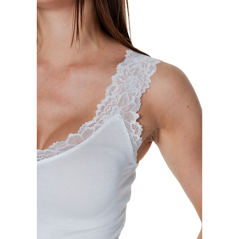 Elegant White Viscose Women's Tank Top – Spring/Summer Collection