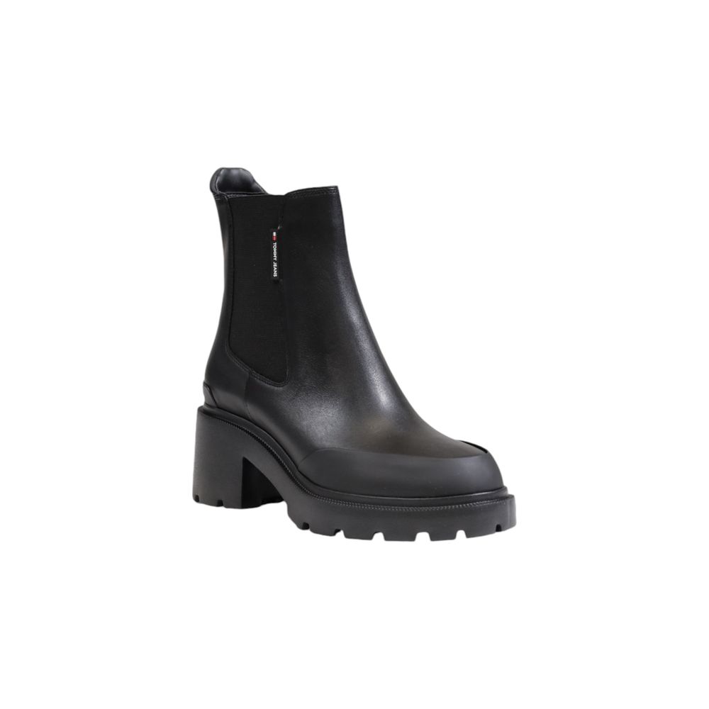 Tommy Hilfiger Black Leather Ankle Boots for Women