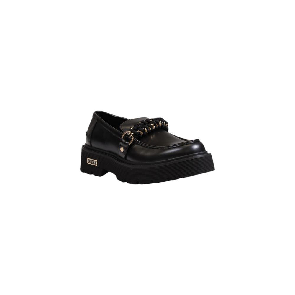 Elegant Black Leather Flat Shoes for Women