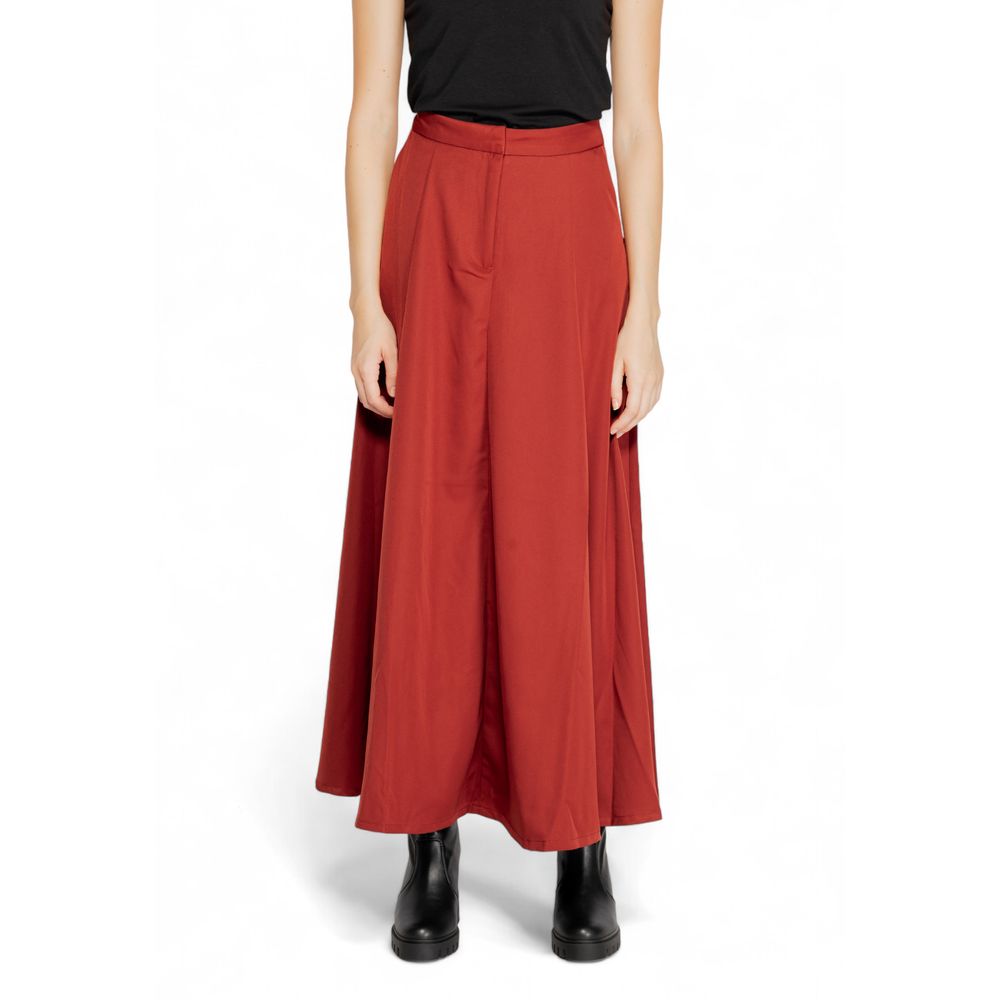 Vibrant Red Polyester Skirt for Women