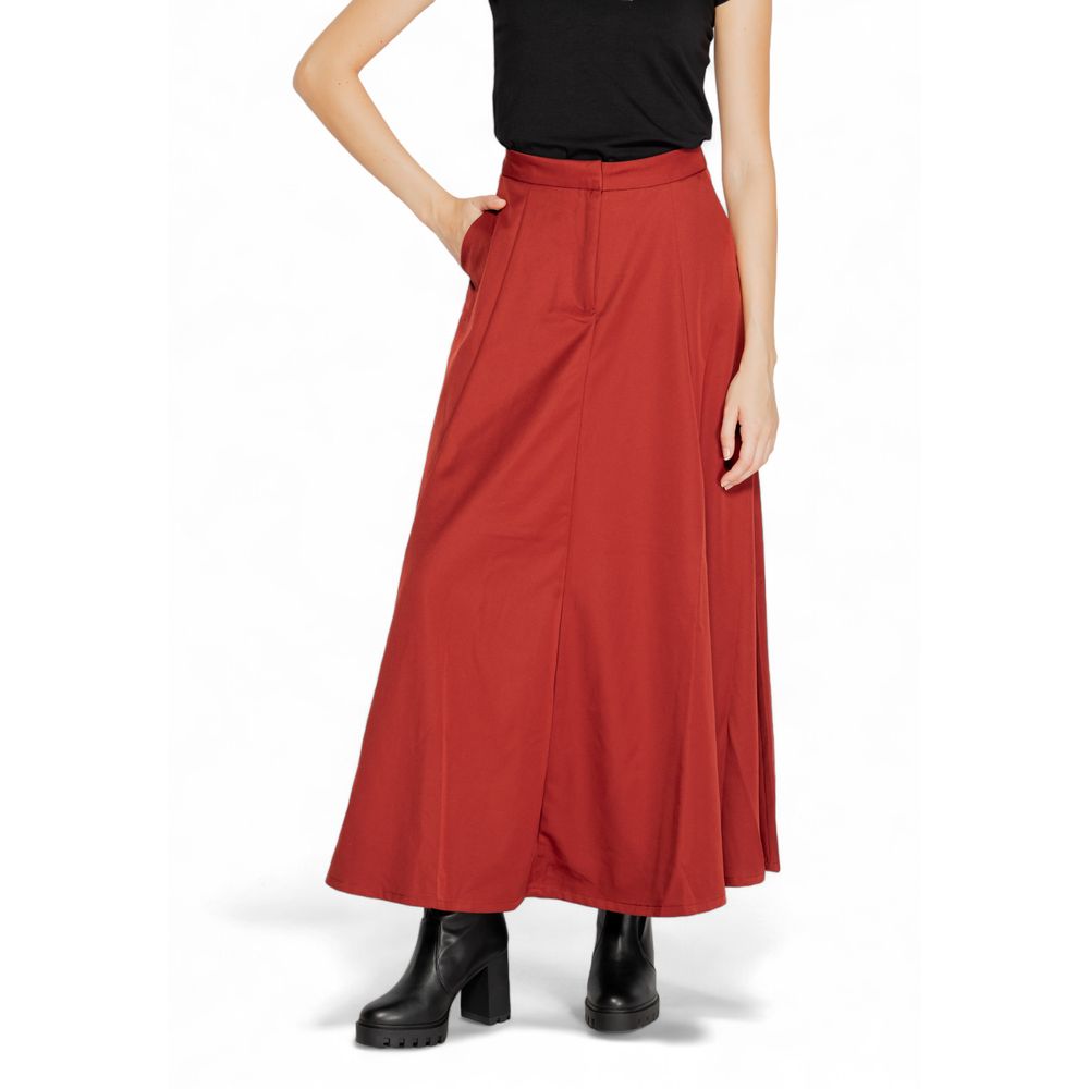 Vibrant Red Polyester Skirt for Women