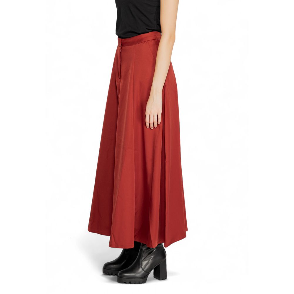 Vibrant Red Polyester Skirt for Women