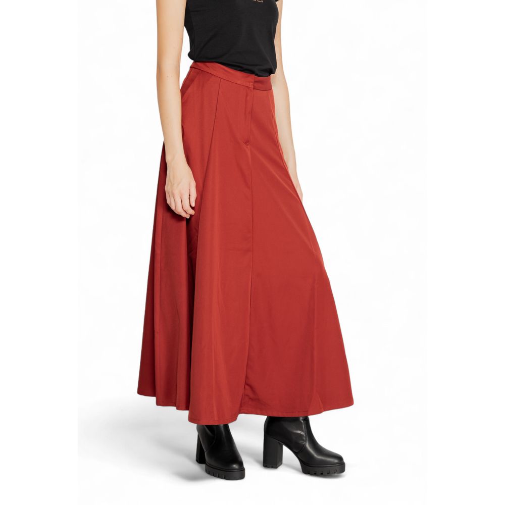 Vibrant Red Polyester Skirt for Women