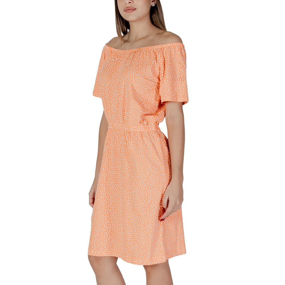 Eye-Catching Orange Cotton Dress for Women