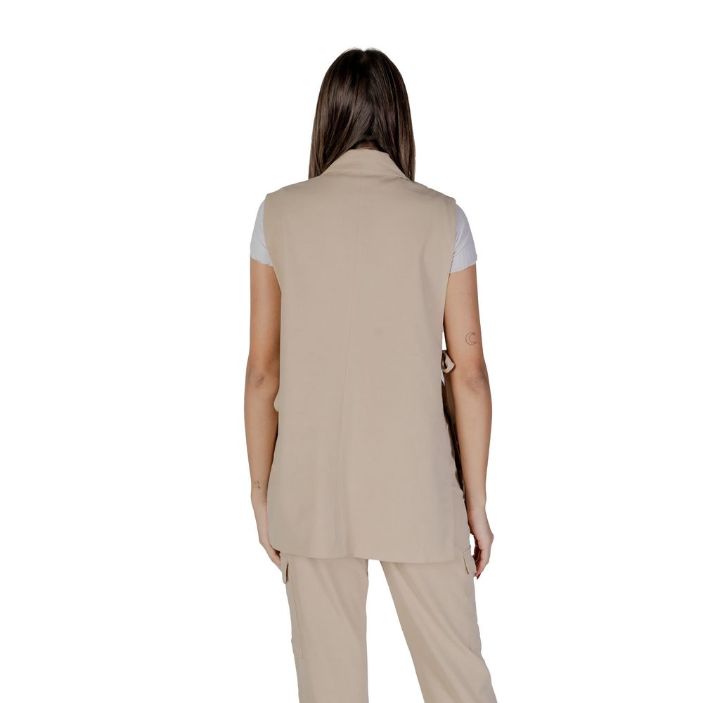 Chic Beige Polyester Vest for Women
