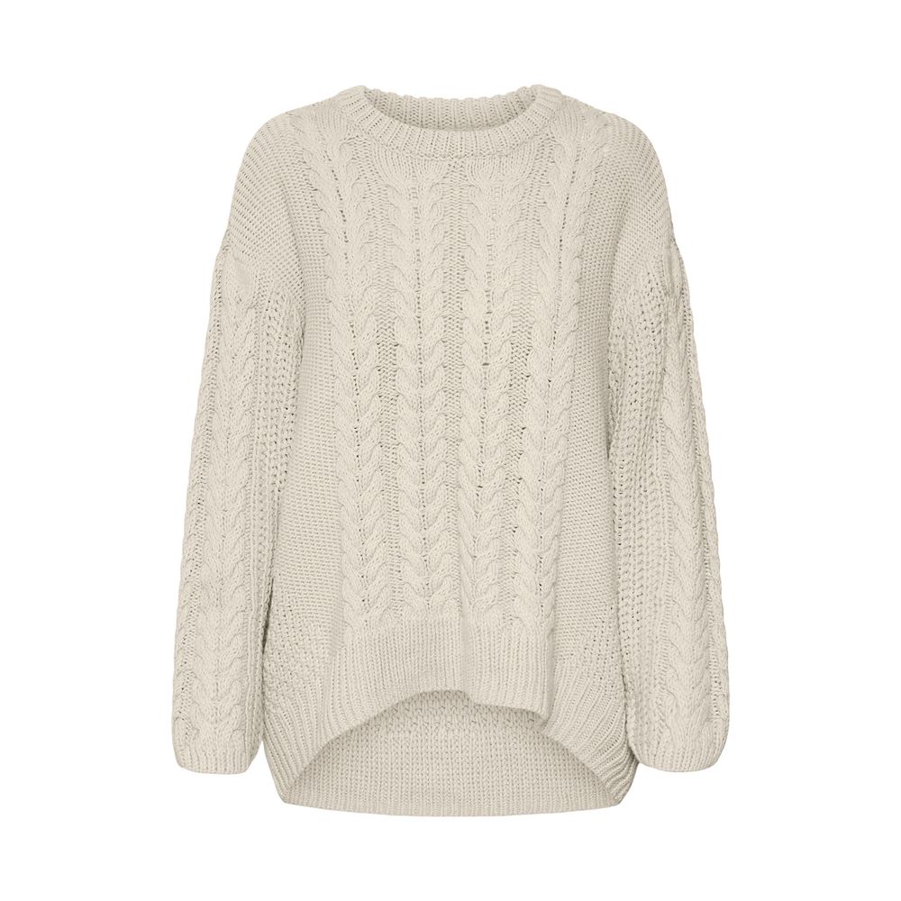 Beige Cotton Sweater - Women’s Knitwear for Fall/Winter