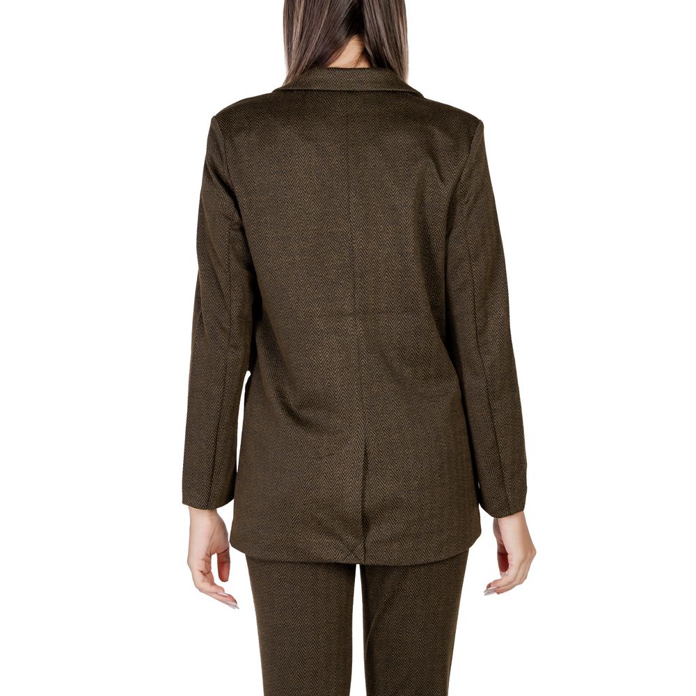 ICHI Elegant Green Polyester Blazer for Women