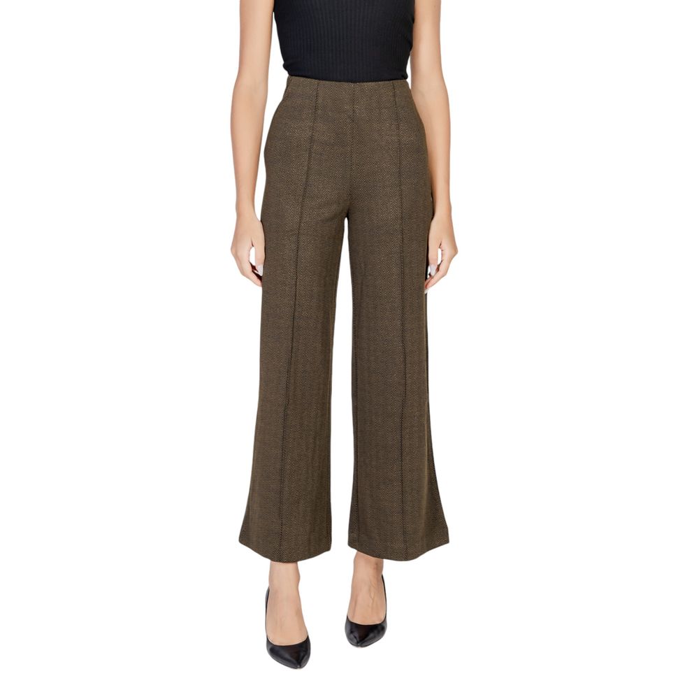 ICHI Chic Green Polyester Jeans for Women
