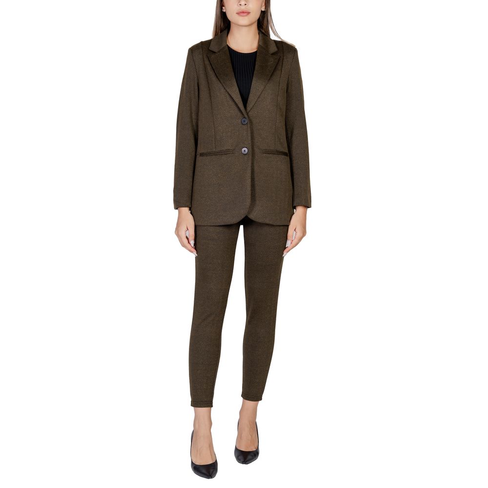ICHI Elegant Green Polyester Blazer for Women
