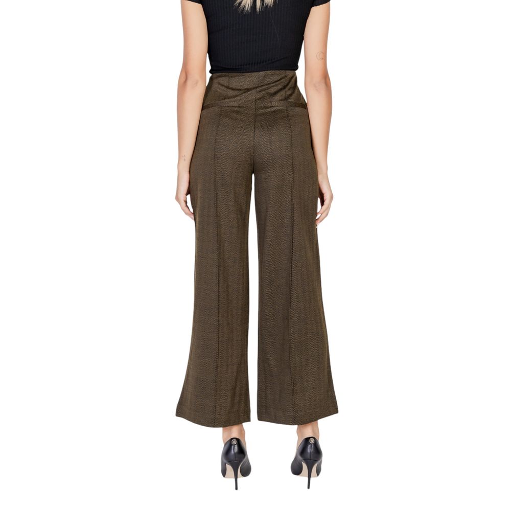 ICHI Chic Green Polyester Jeans for Women