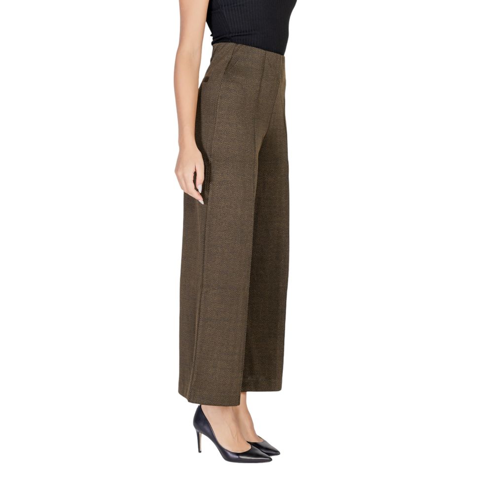 ICHI Chic Green Polyester Jeans for Women