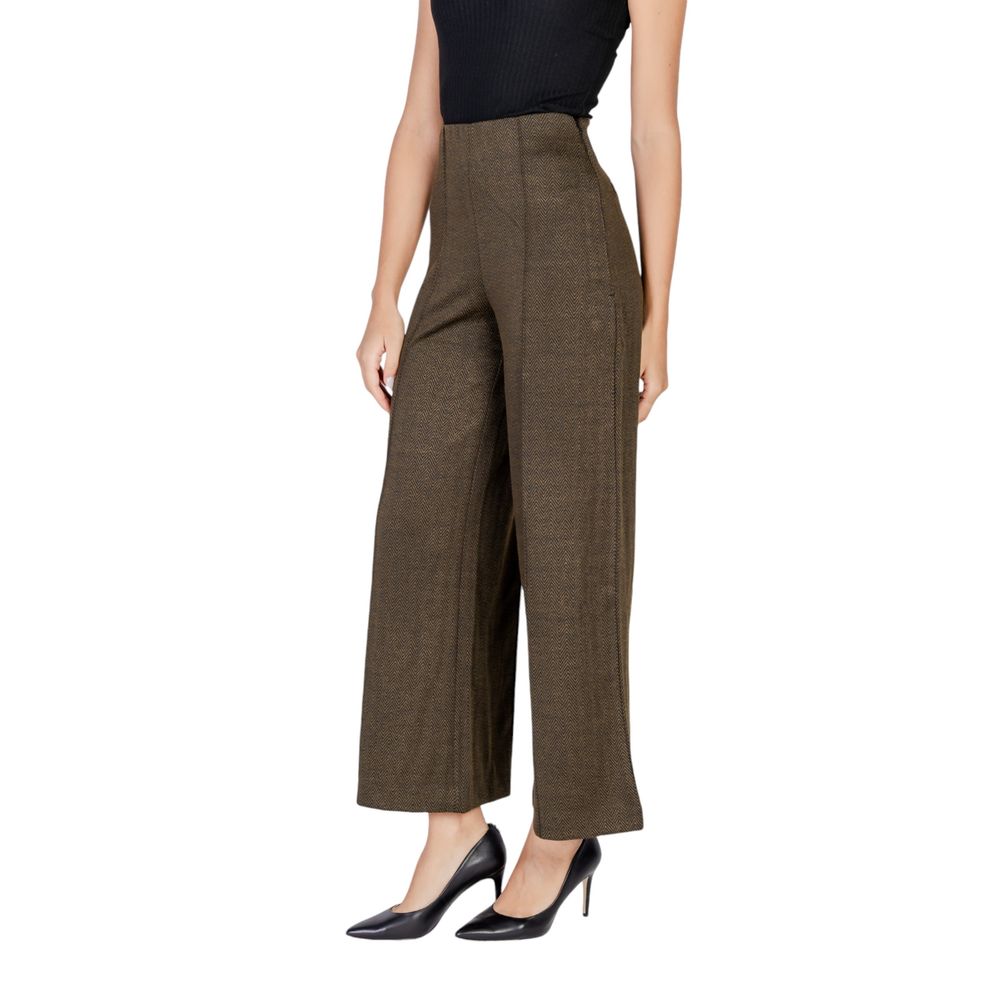 ICHI Chic Green Polyester Jeans for Women