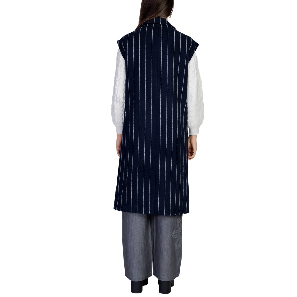 ICHI Blue Striped Long Waistcoat Blazer