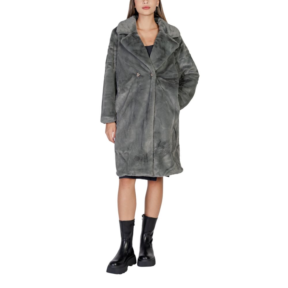 ICHI Chic Black Polyester Jacket & Coat for Women